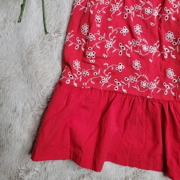 Asos Cotton Red White Eyelet Embroidered Ruffle Bottom New Dress Size 00 - Picture 7 of 13